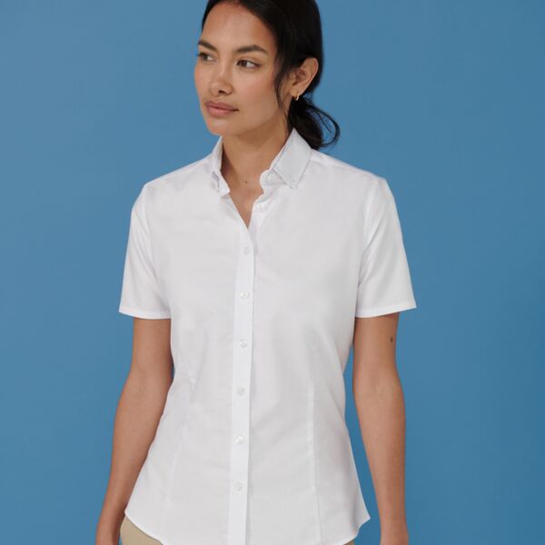 Henbury Ladies Modern Short Sleeve Regular Fit Oxford Shirt Thumbnail