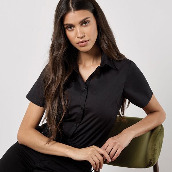 Kustom Kit Ladies Short Sleeve Tailored Poplin Shirt Thumbnail